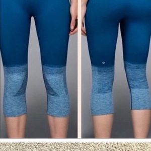 Lululemon Seamlessly Street Crop, Ombre Blue, sz 6